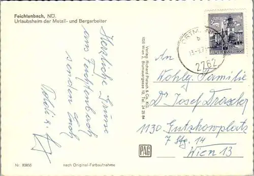 59430 - Niederösterreich - Feichtenbach , Urlaubsheim der Metallarbeiter , Bergarbeiter - gelaufen 1979