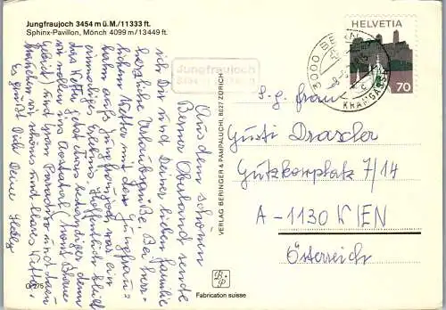 59432 - Schweiz - Jungfraujoch , Sphinx Pavillon , Mönch - gelaufen 1977
