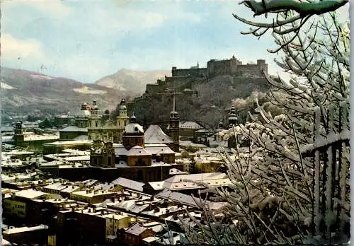 59441 - Salzburg - Salzburg , Altstadt mit Hohensalzburg im Winter - gelaufen 1974