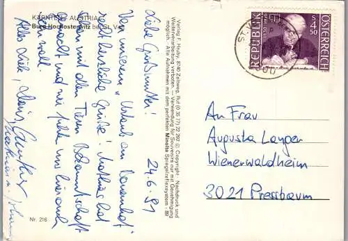 59488 - Kärnten - St. Veit an der Glan , Burg Hochosterwitz - gelaufen 1991
