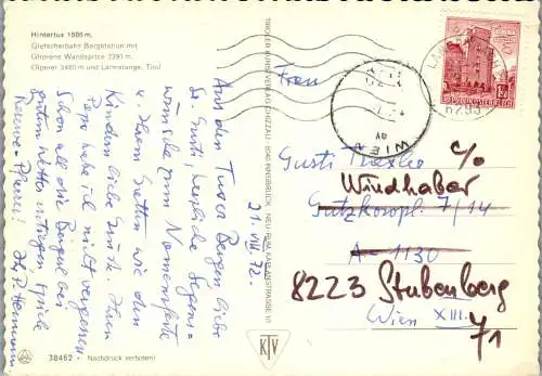 59495 - Tirol - Hintertux , Gletscherbahn Bergstation mit Gefrorerne Wandspitze , Olperer , Lärmstange - 1972