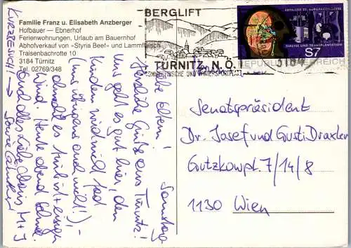 59506 - Niederösterreich - Türnitz , Hofbauer , Ebnerhof , Familie Franz und Elisabeth Anzberger - gelaufen 1992