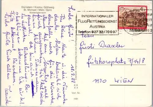 59510 - Niederösterreich - Wachau , Dürnstein , Krems , Göttweig , Melk , Spitz , St. Michael - gelaufen 1988