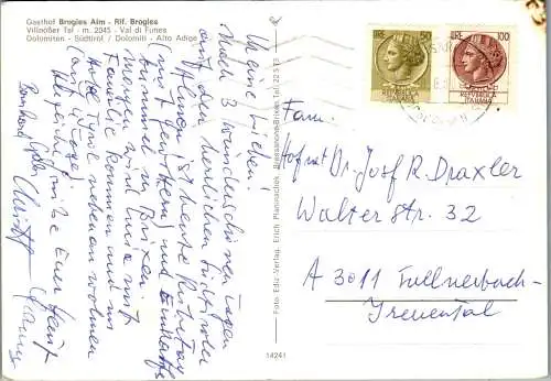 59516 - Italien - Villnöss , Gasthof Brogles Alm , Villnößer Tal , Val di Funes - gelaufen 1980