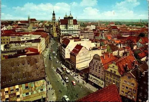 59521 - Deutschland - Augsburg , Maximilianstrasse mit Rathaus und Perlachturm - gelaufen 1981