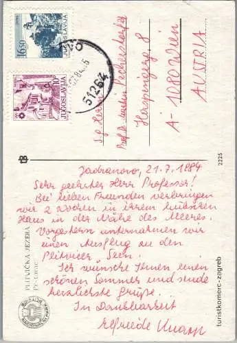 59529 - Kroatien - Plitvicka Jezera , Prstavac - gelaufen 1984