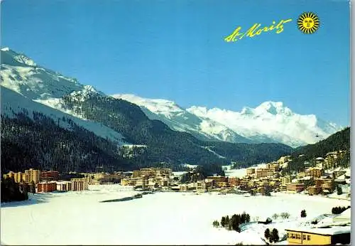 59535 - Schweiz - St. Moritz , Bad , Panorama im Winter - gelaufen