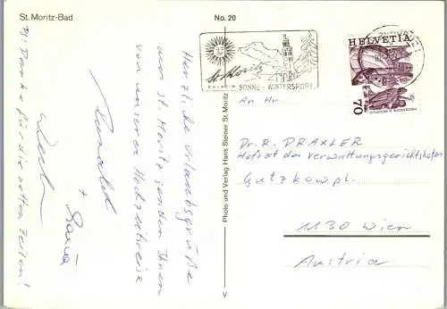 59535 - Schweiz - St. Moritz , Bad , Panorama im Winter - gelaufen