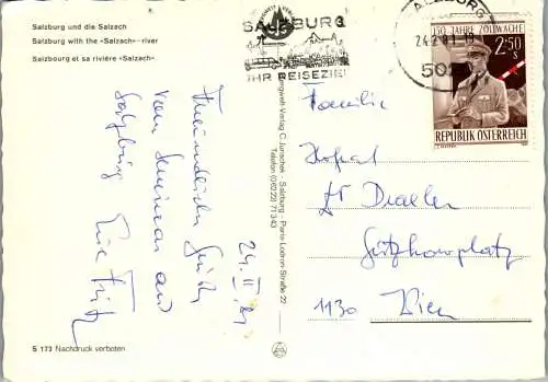 59553 - Salzburg - Salzburg , Salzach , Panorama - gelaufen 1981