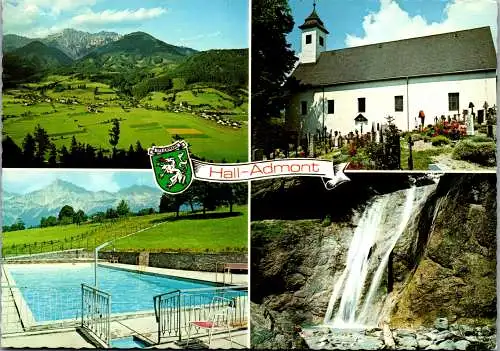 59554 - Steiermark - Admont , Hall Admont , Schwimmbad gegen Hallermauern , Wasserfall - gelaufen 1981
