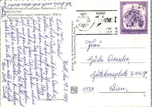 59554 - Steiermark - Admont , Hall Admont , Schwimmbad gegen Hallermauern , Wasserfall - gelaufen 1981