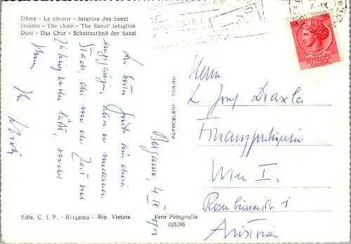 59559 - Italien - Bergamo , Duomo , Intagli del Sanzi , Il coro - gelaufen 1959