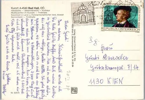 59570 - Oberösterreich - Bad Hall , Jod Brom Solebad , Mehrbildkarte - gelaufen 1989