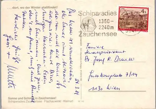 59577 - Salzburg - Zauchensee , Hütte im Schnee - gelaufen 1989
