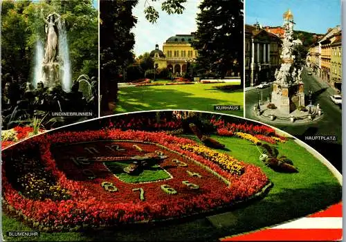 59587 - Niederösterreich - Baden , bei Wien , Hauptplatz , Udinenbrunnen , Kurhaus , Mehrbildkarte - 1975