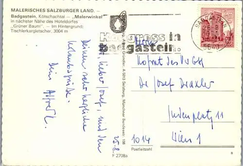 59590 - Salzburg - Bad Gastein , Kötschachtal , Malerwinkel , Tischlerkargletscher - gelaufen 1974
