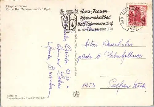 59638 - Burgenland - Bad Tatzmannsdorf , Fliegeraufnahme , Panorama - gelaufen 1978