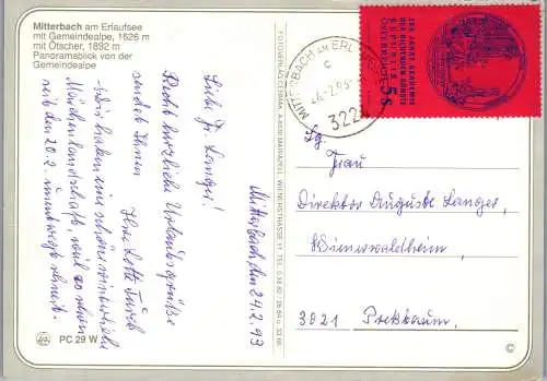 59694 - Niederösterreich - Mitterbach , am Erlaufsee , Gemeindealpe , Ötscher , Mehrbildkarte - gelaufen 1993