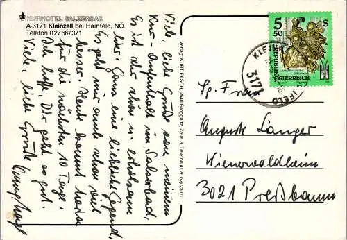 59698 - Niederösterreich - Kleinzell , bei Hainfeld , Kurhotel Salzerbad - gelaufen