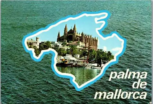 59708 - Spanien - Mallorca , Mapa de la Isla - gelaufen 1983