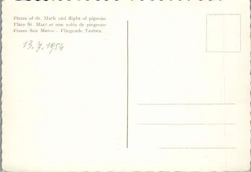 59740 - Italien - Venedig , Piazza S. Marco , Piccionata , Taubenflug - gelaufen 1954