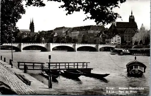59743 - Schweiz - Basel , Mittlere Rheinbrücke - gelaufen 1957