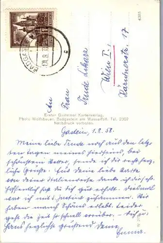 59750 - Salzburg - Bad Gastein , Wasserfall ges. von Sponfeldner - gelaufen 1958