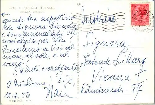 59763 - Italien - Venedig , Gondolieri - gelaufen 1956