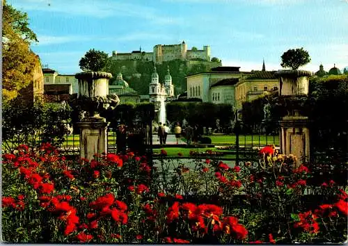 59804 - Salzburg - Salzburg , Mirabellgarten mit Festung - gelaufen 1991