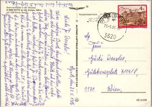59811 - Niederösterreich - Spitz an der Donau , Panorama mit Eimer Berg - gelaufen 1986