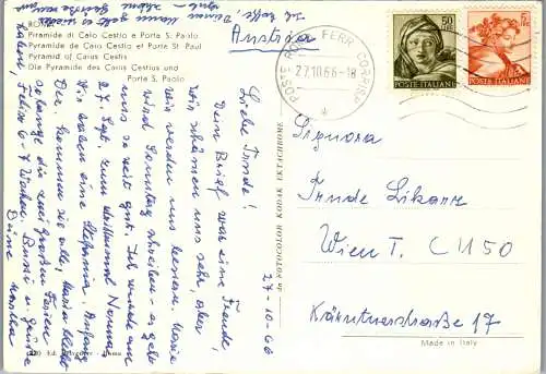 59828 - Italien - Rom , Piramide di Caio Cestio e Porta S. Paolo , Fiat - gelaufen 1966