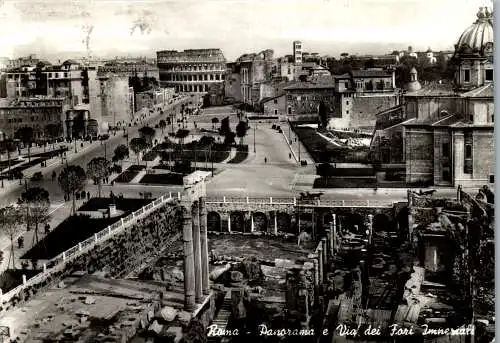 59898 - Italien - Rom , Panorama e Via die Fori Imperial - gelaufen 1954