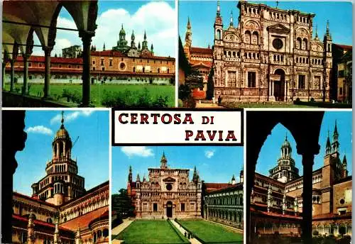 59904 - Italien - Certosa di Pavia , Mehrbildkarte - gelaufen 1967