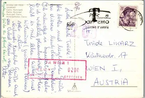 59905 - Italien - Sanremo , Casino Municipale - gelaufen 1963