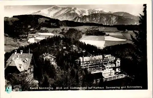 59966 - Niederösterreich - Semmering , Blick vom Südbahnhotel auf Kurhaus und Schneeberg - gelaufen