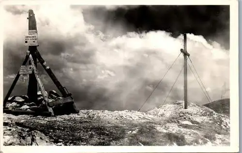 59975 - Niederösterreich - Schneeberg , Gipfelkreuz der Ö. J. B. Puchberg - gelaufen 1952