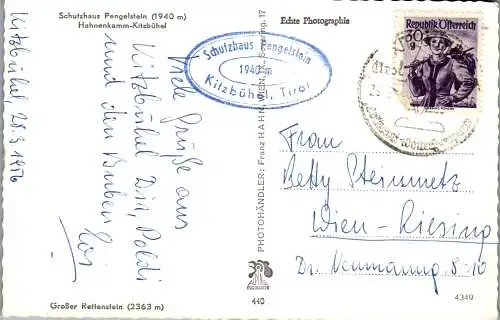 59980 - Tirol - Kitzbühel , Hahnenkamm , Schutzhaus Pengelstein - gelaufen 1956