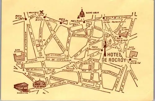 59998 - Alte Papiere - Visitenkarten , Hotel de Rocroy , Paris - nicht gelaufen