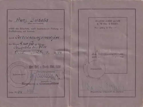 60012 - Deutsches Reich - Wehrmacht Führerschein , Wehrmachtführerschein , Marsch Battr. , Driving Licence -  1944