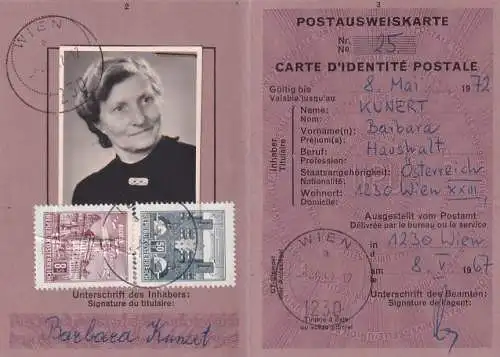 60030 - Österreich - Weltpostverein , Postverwaltung , Postausweiskarte -  1967