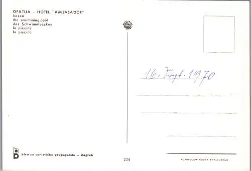 60053 - Kroatien - Opatija , Hotel Ambasador , Bazen , Schwimming Pool - nicht gelaufen