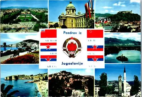 60055 - Jugoslawien - Mehrbildkarte , Zabreg , Beograd , Split , Bled , Jajce , Sarajevo - nicht gelaufen