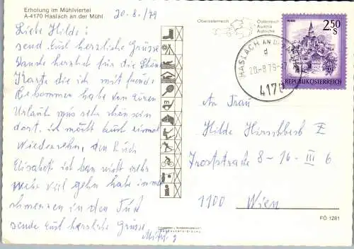 60066 - Oberösterreich - Haslach , an der Mühl , Mehrbildkarte , l. beschädigt - gelaufen 1979
