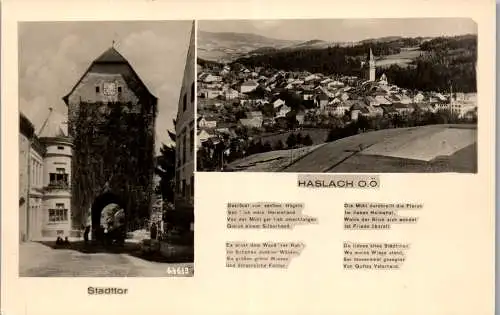 60072 - Oberösterreich - Haslach , an der Mühl , Stadttor , Panorama - gelaufen 1962