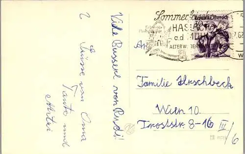 60072 - Oberösterreich - Haslach , an der Mühl , Stadttor , Panorama - gelaufen 1962