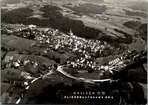 60074 - Oberösterreich - Haslach , an der Mühl , Fliegeraufnahme , Panorama - gelaufen 1959