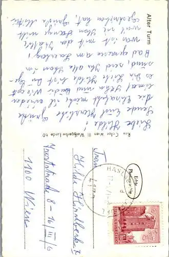 60084 - Oberösterreich - Haslach , an der Mühl , Alter Turm , VW Käfer - gelaufen 1971