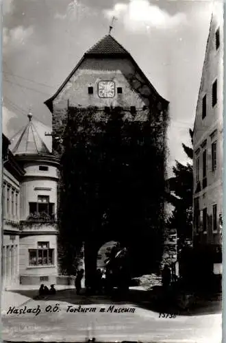 60086 - Oberösterreich - Haslach , an der Mühl , Torturm mit Museum - gelaufen 1970