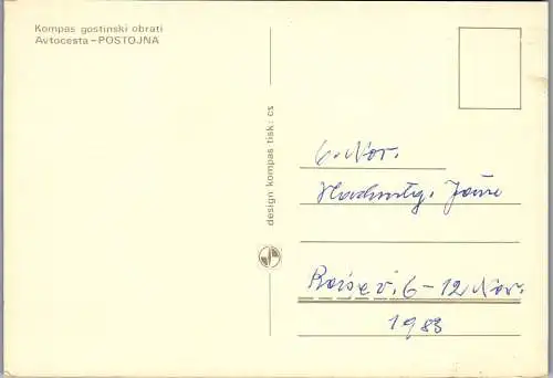 60160 - Slowenien - Postojna , Kompas gostinski obrati Avtocesta - nicht gelaufen 1983