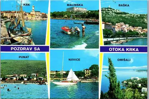 60163 - Kroatien - Krk , Otok Krk , Malinska , Baska , Punat , Njivice , Omisalj - nicht gelaufen 1983